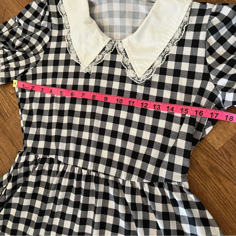 Hot Topic Black & White Buffalo Checkered Tiered Dress Size M - Picture 10 of 12
